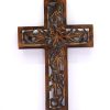 Copper Chembu Beautiful Hand Painted Kalasa For Pooja Jesus Christ Cross Catholic Wooden Crucifix for Wall, Church Chapel | Home Decor | Wood - 12.25" Inches - Brown