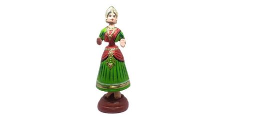 Traditional Tanjore Dancing Doll Papier Mache Oil Painted - 11" Multicolor