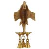 Brass Multicolour Ganesha Wall Hanging Oil Lamp With 3 Bells