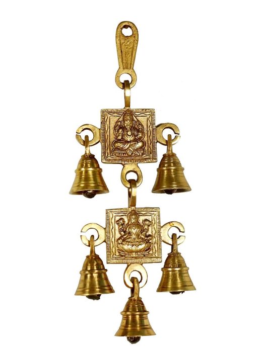 Brass Lakshmi And Ganesha Wall Hanging With 5 Bells