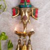 Brass Lakshmi And Ganesha Wall Hanging With 5 Bells