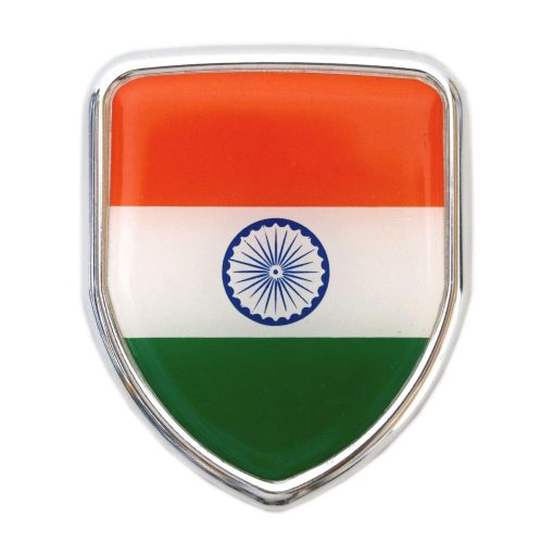 3D Metal Indian Flag Chrome Sticker