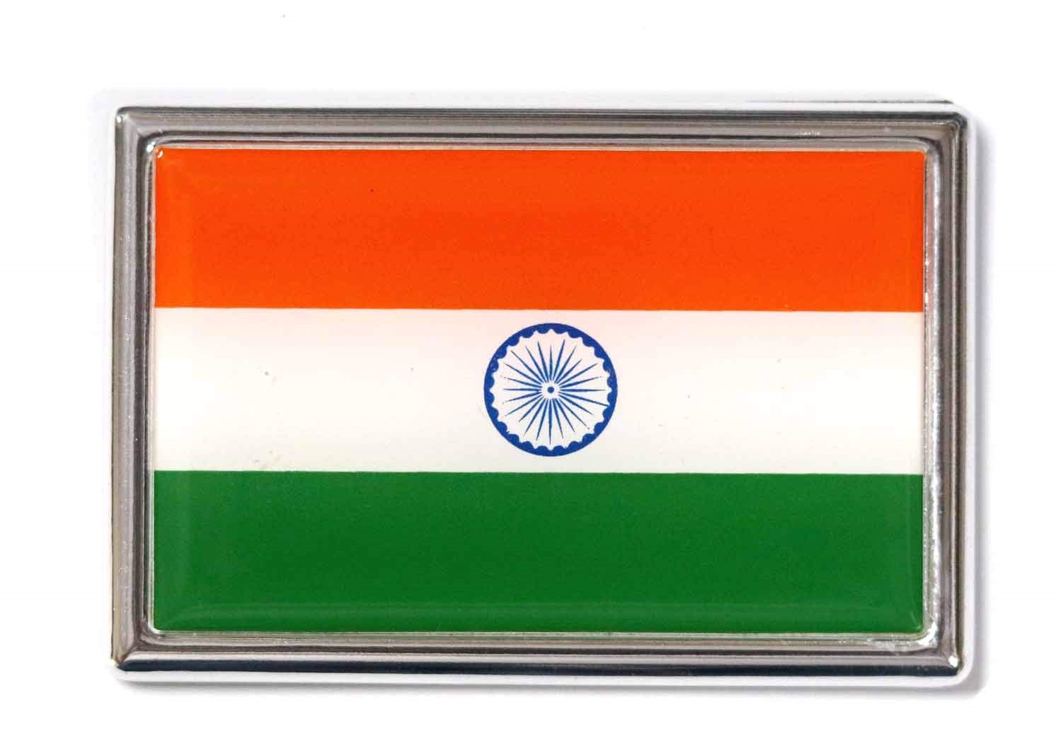 3D Chrome Sticker India Flag 3M Sticker (8X5Cm)