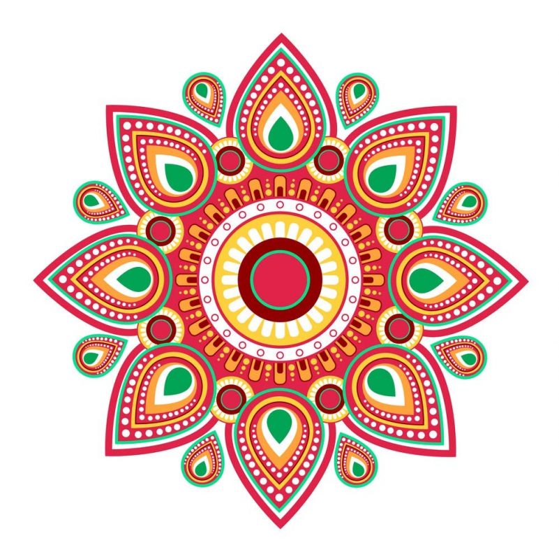 Diwali Festive Rangoli Pattern Floor Sticker (Pvc Vinyl 60 Cm X 60 Cm)