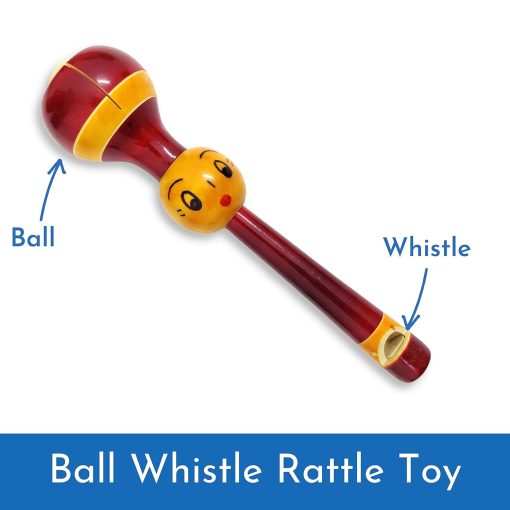 Handcrafted Wooden Rattle For Babies And Kids ball whistle rattle