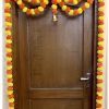 70Cm Spherical Garland Toran Artificial Marigold Fluffy Flowers Garlands Double line Door Toran Set/Door Hangings for Home Office Decoration