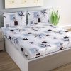 Cotton 210 Tc Elastic Fitted Double Bedsheet With 2 Pillow Covers-White Box