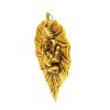 Metal Lord Ganesha On A Leaf Wall Hanging - Gold