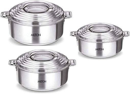 Milton Galaxia Insulated Stainless Steel Casseroles Set Of 3 Silver