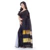 Women'S Handloom Cotton Silk Zari Saree With Blouse Piece - Black Women'S Handloom Cotton Silk Zari Saree With Blouse Piece - Black