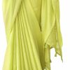 WomenS Jute Cotton Saree With Blouse Piece - Yellow