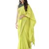 Women'S Banarasi Silk Blend Jacquard Saree With Blouse Piece - Cyan Green Women'S Jute Cotton Saree With Blouse Piece - Yellow