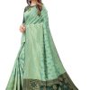 Women'S Banarasi Katan Silk Saree With Blouse Piece - Lime Green Women'S Jacquard Cotton Silk Blend Banarasi Bandhani Fusion Saree With Blouse Piece - Pistah Green