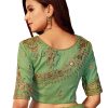 Women'S Banarasi Silk Blend Jacquard Saree With Blouse Piece - Cyan Green Women'S Banarasi Silk Blend Jacquard Saree With Blouse Piece - Cyan Green