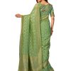 Women'S Banarasi Silk Blend Jacquard Saree With Blouse Piece - Cyan Green Women'S Banarasi Silk Blend Jacquard Saree With Blouse Piece - Cyan Green