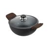 Pre-Seasoned 2.4L Cast Iron Kadai / Kadhai with Glass Lid