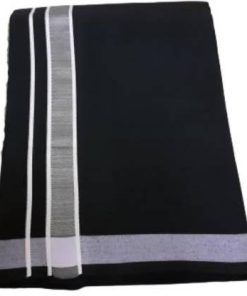 100% Cotton Black Dhoti for men -Temple Wear Green Wide border