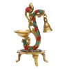 Brass Multicolour Bird Peacock Traditional Hanging Bell Diya Oil Lamp