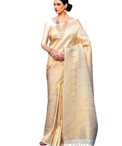 Banarasi Silk Blend Golden Colour Saree