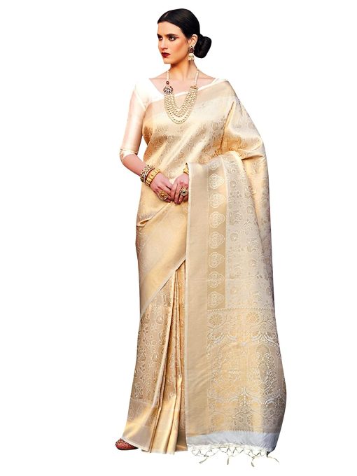 Banarasi Silk Blend Golden Colour Saree