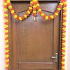 Artificial Marigold Fluffy Flowers Single line Door toran Set/Door hangings (Approx 100 x 152 cms) - (Yellow and Dark Orange)