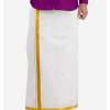 Indian Traditional Means Dhoti Cotton Golden Zari Border