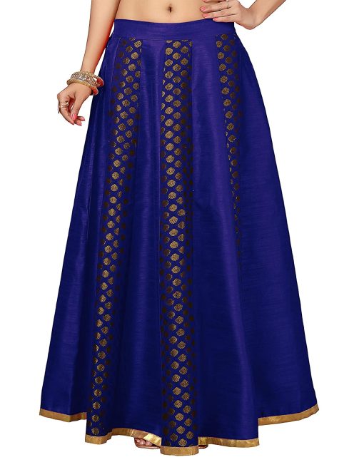 Ethnic Blue Women''s polyester and brocade Skirt