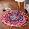 Traditional Solid Contemporary Rug (Multicolour Traditional Solid Contemporary Rug (Multicolour, Cotton, 90 X 90 Cm)