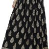 Traditional Black Jaipuri Rajasthani Animal Gold Block Print Women Long Skirt Ethnic Black Rayon Block Print Women Long Skirt - Free Size