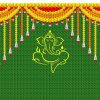 Traditional Ganesha Backdrop Cloth For Pooja Decorations 8 X 8 Feet Green Chatiya With Yellow Ganesh Ji Design Backdrop Cloth For Pooja Decoration Traditional Background Curtain Cloth For Festival Fabric-Polyster Size 5 Height And 8 Width(5 * 8