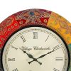 Wooden Decorative Hand-Painted Analog Wall Clock Multicolour Wooden Decorative Hand-Painted Analog Wall Clock Multicolour, 18 x 18 inch