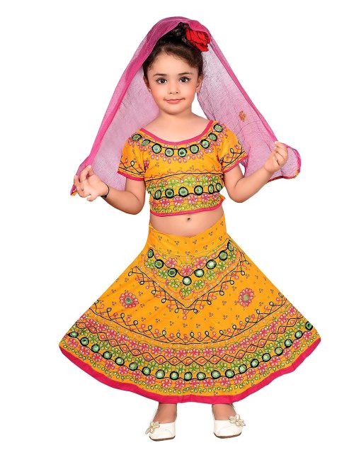 Traditional Girl's Cotton Readymade Radha Dress Lehenga Choli Set - 12 - 18 Months Pink Traditional Girl's Cotton Readymade Radha Dress Lehenga Choli Set - 12 - 18 Months Pink