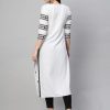 Black and White Cotton Blend Chikankari Embroidered Straight Kurti - Extra Large