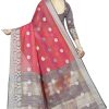 Pink Pure Cotton Jacquard Saree With Blouse Piece Pink Pure Cotton Jacquard Saree With Blouse Piece