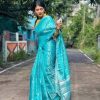 Blue Banarasi Lichi Silk Saree Blue Banarasi Lichi Silk Saree