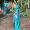 Blue Soft Silk Saree With Fancy Zari Weaved Big Border Blue Banarasi Lichi Silk Saree