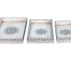 Beautiful White Rangoli Handcrafted Serving Tray Set of 3 - 15 inch