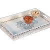 Beautiful White Rangoli Handcrafted Serving Tray Set of 3 - 15 inch