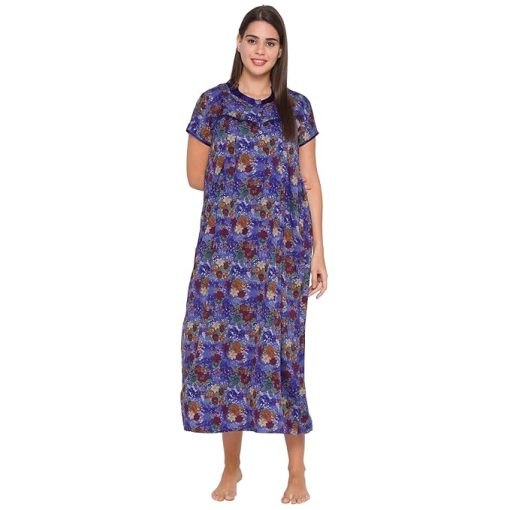 Women's Polycotton Printed Maxi Maternity Feeding Nighty Women's Polycotton Printed Maxi Maternity Feeding Nighty