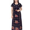 Women's Cotton All Over Print Maxi Nighty Navy Women's Cotton All Over Print Maxi Nighty Navy