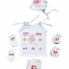 Baby Girls Cotton Silk Midi/Knee Length Festive/Wedding Pattu Dress (3 months - 6 months) Baby Boy's and Baby Girl's Hand Painted Chatthi Name Ceremony Set of 5 Pieces (White, 0-3 Months) Multi pal Design Colours