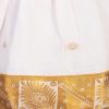 Girls' Cotton And Mysore Silk Pattu Pavadai Set Girls Kerala Mullai Child Frock Ethnic Wear Dress (Cream White and Gold) (0-3months)