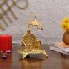 Metal Krishna Jhula Metal Singhasan Oval Shaped for Ganesha Krishna God Idols - Gold Plated Ladoo Gopal Pooja Chowki for Temple Mandir Puja Idol Decoration Items