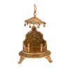 Metal Krishna Jhula Metal Singhasan Oval Shaped for Ganesha Krishna God Idols - Gold Plated Ladoo Gopal Pooja Chowki for Temple Mandir Puja Idol Decoration Items