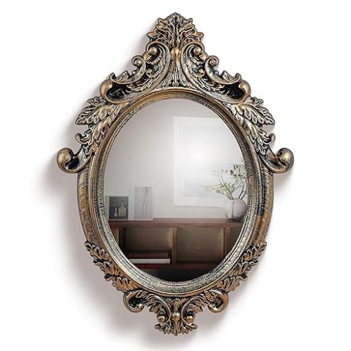 Antique Wall Mirror - Ornate Elliptical Design with Compressed Wooden Frame Vintage Wall Mount Mirror Makeup Elegant Hanging Glass Living Room Bedroom Bathroom Basin Home Decor (64x46 cm) Antique Wall Mirror - Ornate Elliptical Design with Compressed Wooden Frame Vintage Wall Mount Mirror Makeup Elegant Hanging Glass Living Room Bedroom Bathroom Basin Home Decor (64x46 cm)