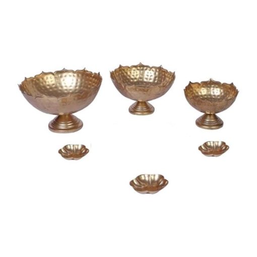 Innovative Handicrafts Iron Solid Urli Set of 3 With 3 diya Innovative Handicrafts Iron Solid Urli Set of 3 With 3 diya