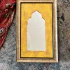 Traditional Wooden Shahi Dwar White Wooden Yellow Mehraab Mirror 12 x 20 Inches